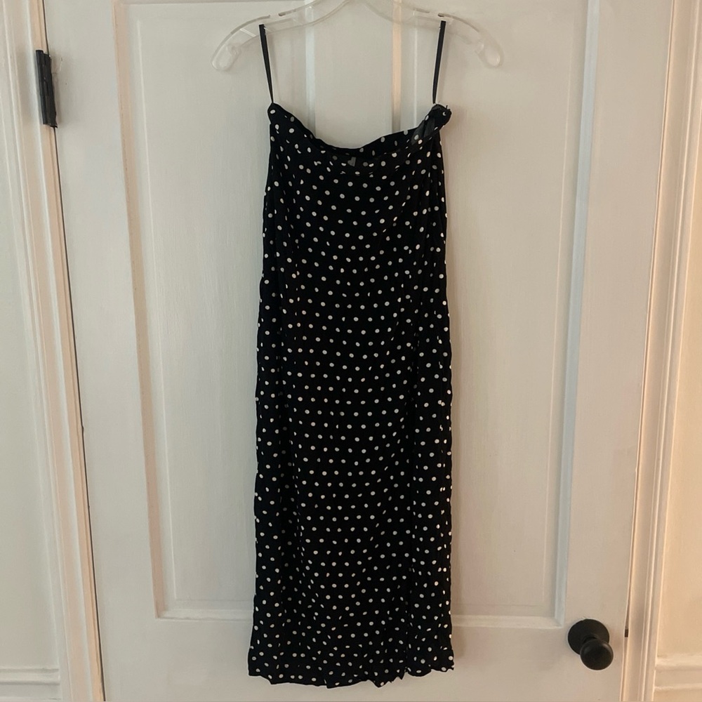 Free People Black & White Polka Dot Midi Slip Dress Size 6